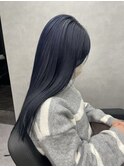 髪質改善カラー ネイビーブルー モードヘア