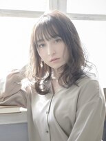 黒髪/グレーベージュ/レイヤーロング/前髪パーマ/銀座