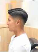 ワイルドウェット七三分けフェードカットk1名護大東