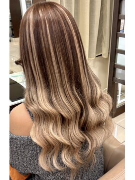 スタイル 横浜(STYLE) エクステ80本ベージュハイライトグラデーション/長さだし