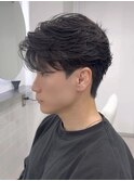 フェザーショートフェザーパーマセンターパートニュアンスパーマ