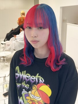 ハイブ 金沢(Hive) 10代20代ブリーチデザインカラーピンクカラーブルーカラー