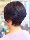 30代40代ショートボブダークブラウン透明感小顔髪質改善