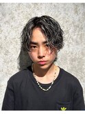 波巻きウルフ/ホワイトメッシュ/メンズウルフ/メンズパーマ天神