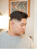 七三分けサイドパートメンズパーマショート