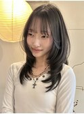 韓国風/レイヤー/前髪カット/オリーブ/透明感/ハッシュカット