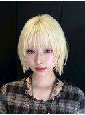 顔周りレイヤーカットくびれヘアミルクティーベージュカラー韓国