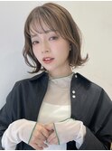 大人ガーリー チョコレート 小顔カット ボブ 薄めバング t58