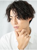 グレージュアッシュくせ毛風ソバージュでセクシーミディc仙台