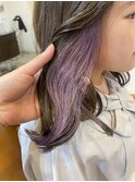 イヤリングカラー/インナーカラー/パープル/ケアブリーチ