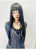 黒髪ロング×姫カット
