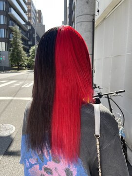 テテ(TETE) レッドカラー/ツートンカラー赤×黒