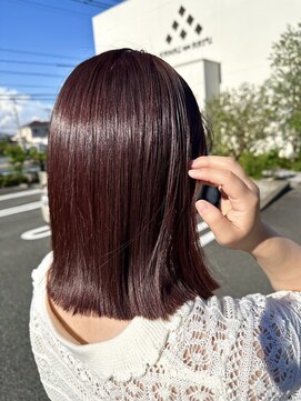 オブジェ ナチュレ(OBJE’T nature) ブリーチなしダブルカラー/ワインレッド/切りっぱなしミディアム