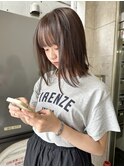 切りっぱなし/ミディアム/顔まわりレイヤー/透明感/ベージュ