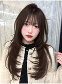 ミディアムヘア/暗めカラー/デザインカラー/韓国ヘア/髪質改善