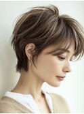 ◇大人可愛い20代30代40代50代前下がりショートボブ丸みショート