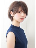 ショートボブアッシュグレージュ丸みショート