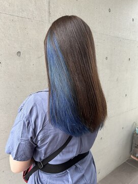アチーブ ヘア デザイン(achieve hair design) ブルーカラー暗髪美シルエットロング20代30代×エアストレート