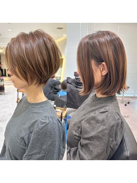 バンプ ギンザ(BUMP GINZA) 30代40代50代ショート白髪ぼかし白髪染め面長似合う髪型　松