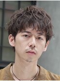 天神メンズパーマルーズパーマシャドウパーマッシュウルフ緩め