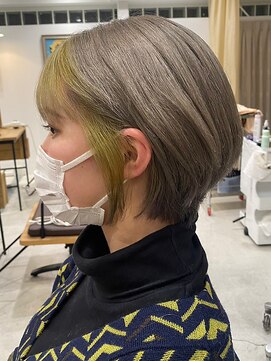 ドレス(Dress) アッシュカラー×インナーイエロー