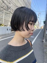 ロッソ 西荻窪(ROSSO)&nbsp;丸みのある前上がり黒髪ショートボブ。