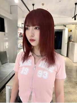 ザ オーダー(THE ORDER) レイヤー/赤髪/チェリーレッド/ブリーチなしダブルカラー/艶髪