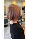 柔らかピンクベージュボブ