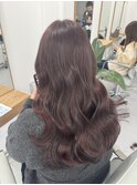 ピンクブラウン　くすみピンク　ブリーチなしダブルカラー