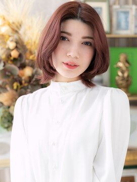 カバーヘア イヴ 戸頭店(COVER HAIR EVE) センターパートミルクティーピンク外ハネボブh3戸頭20代30代40代