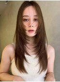 姫カットレイヤー/マロンベージュ/韓国風巻き/顔周り/前髪/横浜