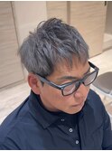 50代40代白髪ぼかしシルバーメッシュバレイヤージュ