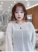 大人かわいい前髪セシルカットココアブラウンフリンジウェーブ