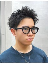 トゥイン 八王子(TWIN)&nbsp;スパイキーショートメンズ短髪ヘア短髪パーマブルーブラック