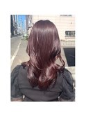 髪質改善カラー　ボルドーピンク