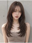 ワンホンヘア韓国レイヤーグレージュくびれ巻き姫カット内巻き☆
