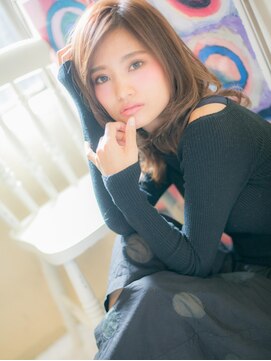 ブルー(BLUE) *CUORE水戸*…毛先パーマでこなれ感♪グラマラス小顔セミディb