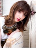 【恵比寿】外ハネ艶カラーミディアムくびれヘア/似合わせカット