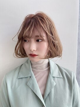 ノク(nok) ボブ_くすみカラーベージュカラーダブルカラーラベンダーカラー