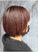 ショートボブ 暖色系カラー