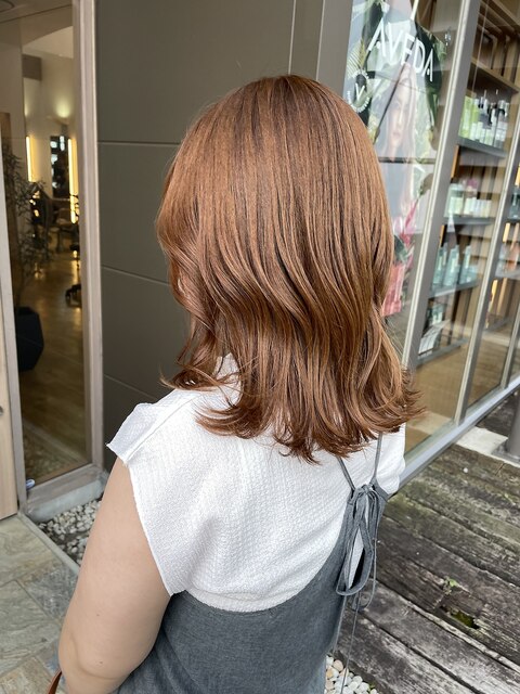ナチュラルオレンジブラウン【ブリーチなしカラー/艶髪】