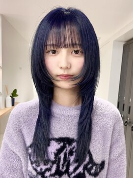 ニュアージュ 表参道 南青山(Nuage’) イメチェン顔周りレイヤー表参道ワイドバング美髪ブルーブラック