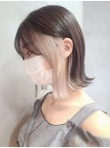 インナーカラーダブルカラーホワイトベージュミルクティー20代