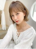 くびれヘアアプリコットオレンジ夏ヘアハイライトカラー