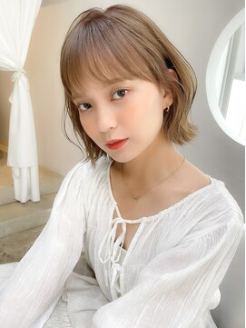 レア 表参道(L'ea) くびれヘアアプリコットオレンジ夏ヘアハイライトカラー