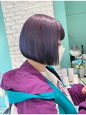 ラベンダー前下がりボブ