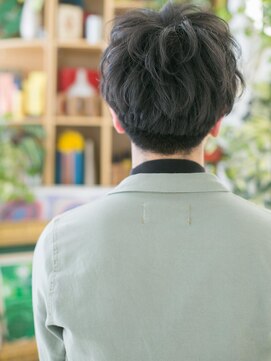 カバーヘア ブリス 上尾西口店(COVER HAIR bliss) ランダムパーマ黒髪グランマッシュショートc5上尾20代30代40代