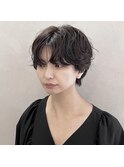 マッシュショート×オリーブブラウン×ニュアンスパーマ