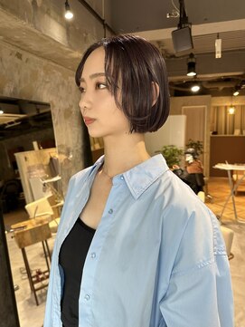 エス 大阪梅田店(es) ぷつっとボブ×ブリーチなしラベンダーカラー
