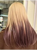 抜きっぱなしブリーチブロンドヘアエンドカラーデザインカラー